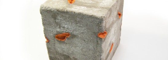 Felix Gill | contemporary jewellery | Fossick | latex / cement / plane voids | 100 x 100 x 100 mm | object
