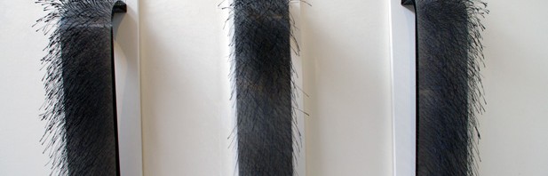 felix gill | contemporary jewellery | Fall of man | stainless steel / stainless steel mesh / forged copper | 3 x {250mm x 1140mm x 150mm} | 2010
